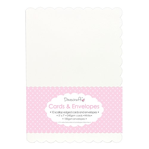 Trimcraft Dove Craft Cards with Envelopes 5 x 7-inch Scallop Edged, Acrylic, Multicoloured, 6.44 x 7.3 x 0.31 cm