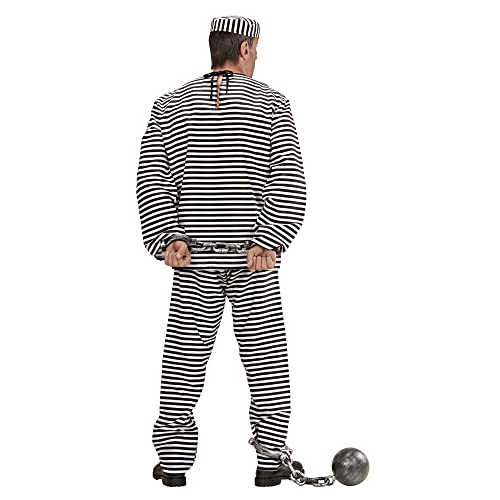 Widmann - Prisoner costume, top, trousers, hat, carnival, theme party