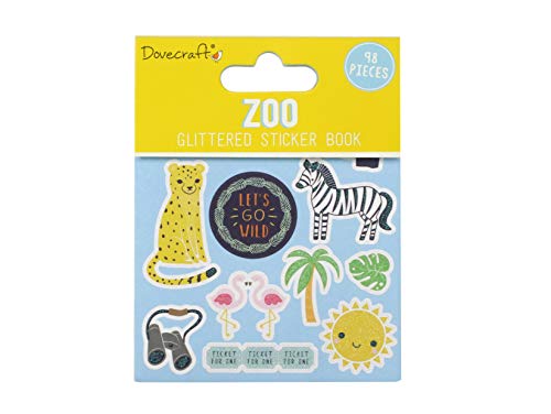 Dovecraft Book-Zoo-96 Stickers-Glitter Designs-for Crafts, Stationery, Journaling, Paper, Multicolour, One Size