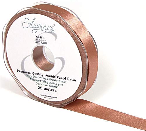 OloreHome Eleganza Double Faced Satin Ribbon Deep Rose Gold 15mm x 20m