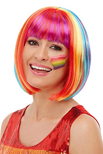 Smiffy's Rainbow Bob Wig, Women, Multi-Colour, One Size