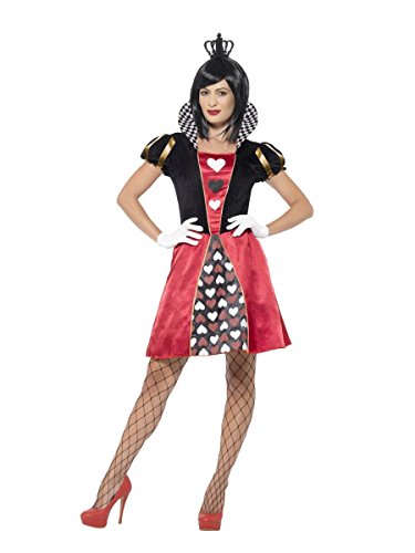 Smiffy's - Ladies Carded Queen Costume, Dress, Crown and Gloves, Red/Black