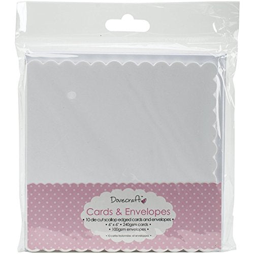 Trimcraft Dove Craft Cards with Envelopes x 6-inch Scallop Edged, Acrylic, Multicolor, 6.75 x 6.83 x 0.31 cm