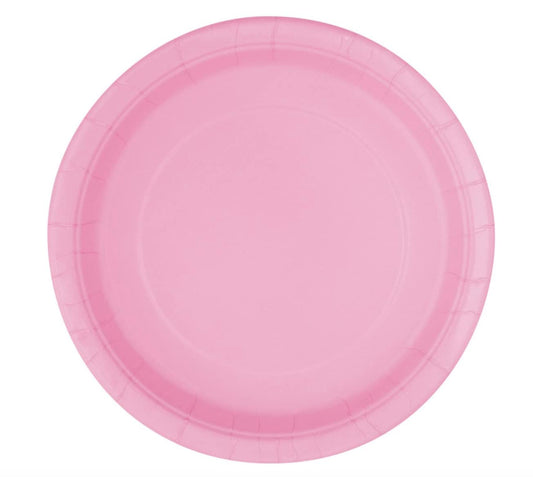 Unique tableware 7" Round Dessert Plates | Lovely Color Theme | 8ct, Solid, Baby Pink, Pack of 8