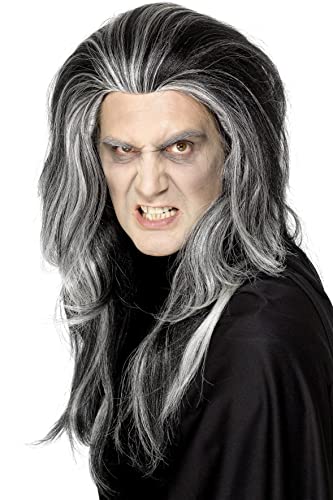 Smiffy's Gothic Vampire Wig Costume, Black/White, One Size