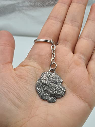 Pewter Border Terrier Dog Keyring