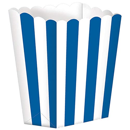 Amscan Royal Blue Striped Scalloped Popcorn Boxes-5 Pcs