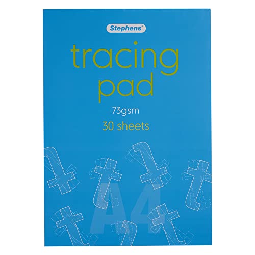 Stephens Tracing Pad (RS544555), A4, Gum Bound, 73GSM, 30 White Sheets, For Home, School, Professional Artists, College, Technical Drawing, Sketching, Amateurs, Arts And Crafts