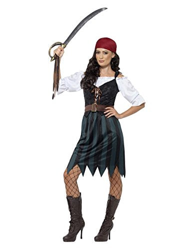 Smiffys Pirate Deckhand Costume, Blue, XL - UK Size 20-22