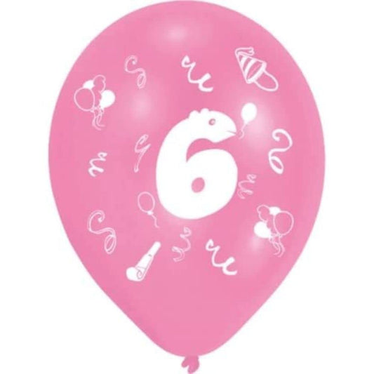 Age 6 Latex Balloons - 2 sided - 1 colour - 25.4cm 8