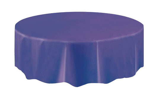 Unique Party - Round Deep Purple Plastic Tablecloth, 7ft