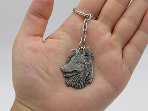 Pewter Rough Collie Dog Keyring