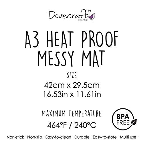 Dovecraft Proof Messy Mat – A3-42 x 29.5cm-BPA Free –  Non-Stick & Non-Slip – Multi-use for Ink Blending, Jewellery Making, Hot Glue, Heat Embossing and Art, Colour, One Size