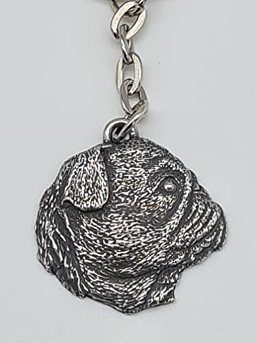 Pewter PUG Dog Keyring