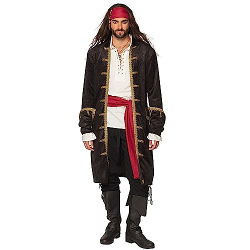 Boland Pirate Jacket Black-Gold Mens Fancy Dress Costume Pirate Captain