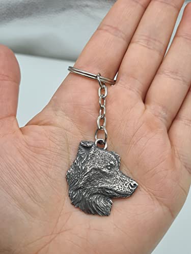 Pewter Border Collie Dog Keyring