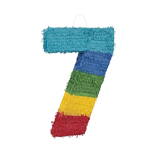 Number"0" Pinata - 7" x 7" | Rainbow Stripes | 1 Pc.