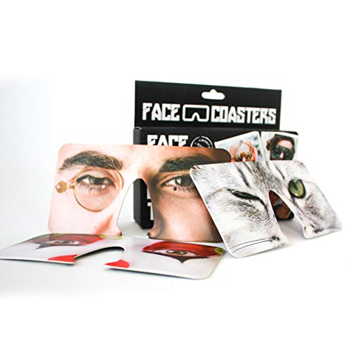 Gift Republic Beer Mat 'Face Coasters', Cardboard, Multi-Colour, 15.5 x 3.5 x 13 cm