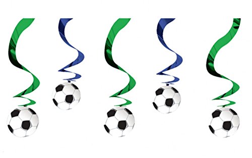 Hanging Swirl Decorations Soccer, Pack of 5