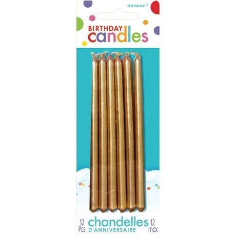 Gold Mini Taper Birthday Candles by Party America