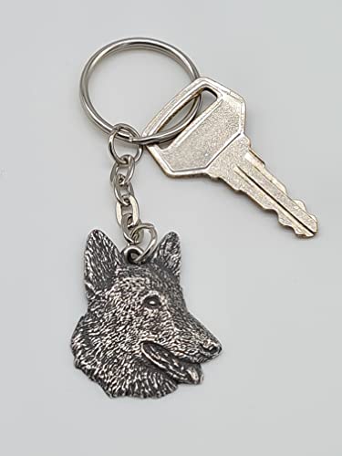 Pewter German Shepard Dog Keyring