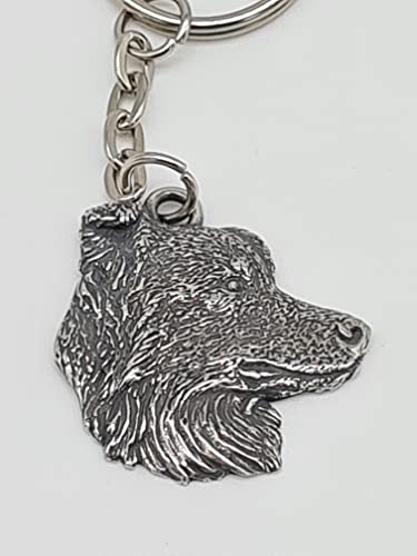 Pewter Border Collie Dog Keyring