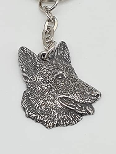 Pewter German Shepard Dog Keyring