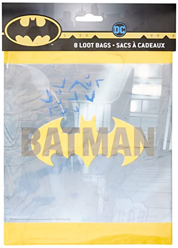 Unique 77523 Plastic Loot Bags-9" x 7.25" | Batman | 8 Pcs, Cartoon, multicoloured