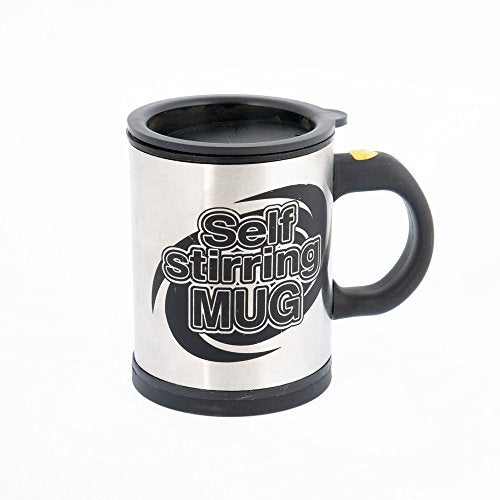 Funtime Self-Stirring Coffee Tea Mug, Stainless Steel, Metallic