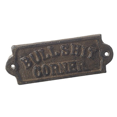 Cast Iron Garden Patio Wall Plaque Sign BULLSHIT CORNER