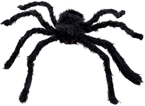 West See Halloween Hairy Spider with Light-Up Eyes Plastic Black Large Horror Party