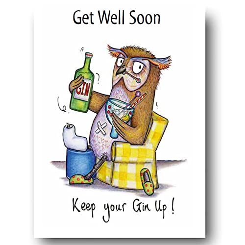 Compost Heap 100% Plastic Free ECO-Friendly Get Well Soon, "Keep your Gin Up" Humour Greeting Card & Envelope by DrawUK