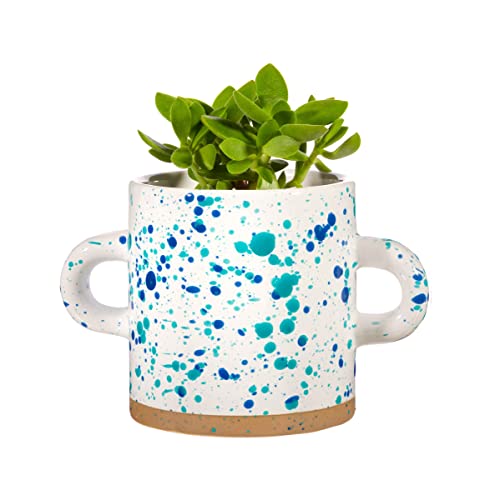 Sass & Belle Turquoise And Blue Splatterware Planter