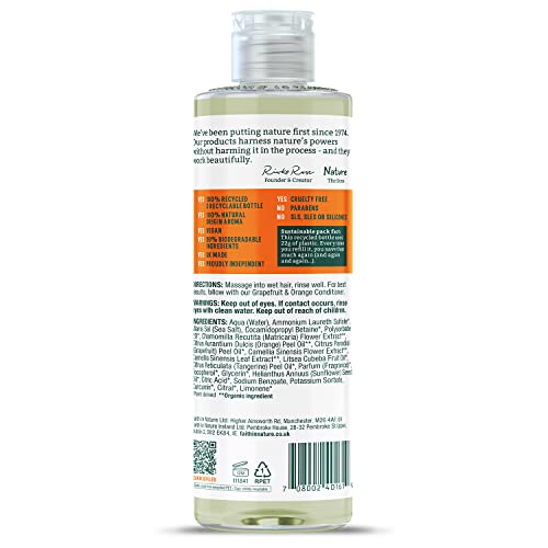 Faith In Nature Natural Grapefruit & Orange Shampoo, Invigorating, Vegan & Cruelty Free, No SLS or Parabens, For Normal to Oily Hair, 400ml