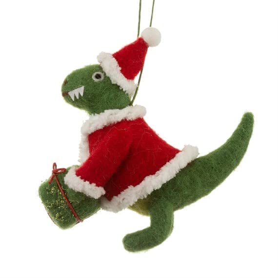 Sass & Belle Roarsome Dinosaur Santa Hanging Felt Decoration