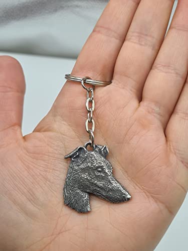 Pewter Greyhound Dog Keyring
