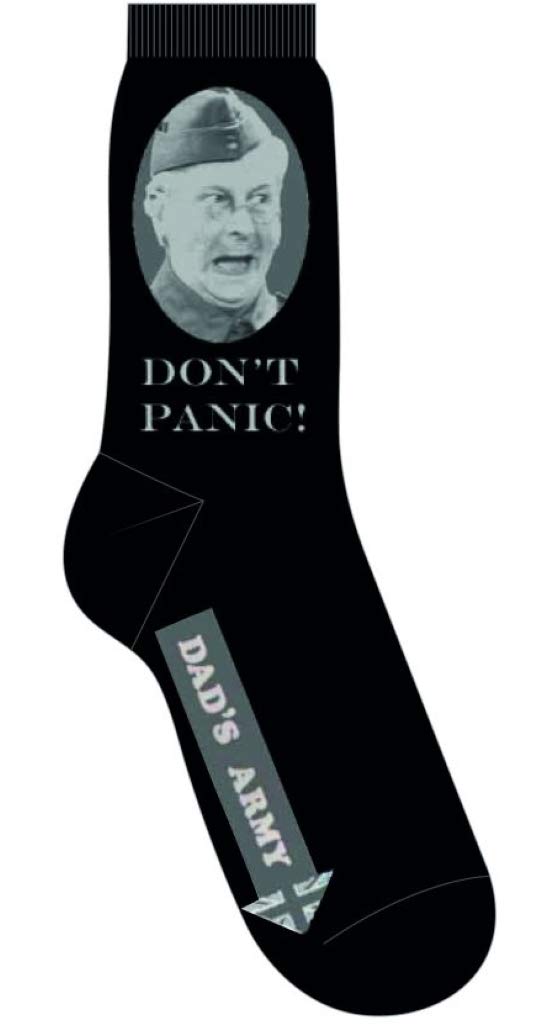 Dad's Army 'Don't Panic' (Black) Socks (One Size = UK 7-11)