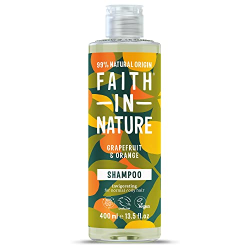 Faith In Nature Natural Grapefruit & Orange Shampoo, Invigorating, Vegan & Cruelty Free, No SLS or Parabens, For Normal to Oily Hair, 400ml