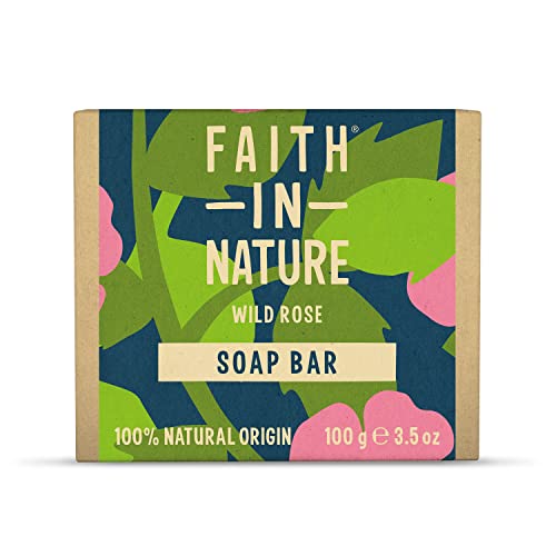 Faith In Nature Natural Wild Rose Hand Soap Bar, Restoring, Vegan & Cruelty Free, No SLS or Parabens, 100g