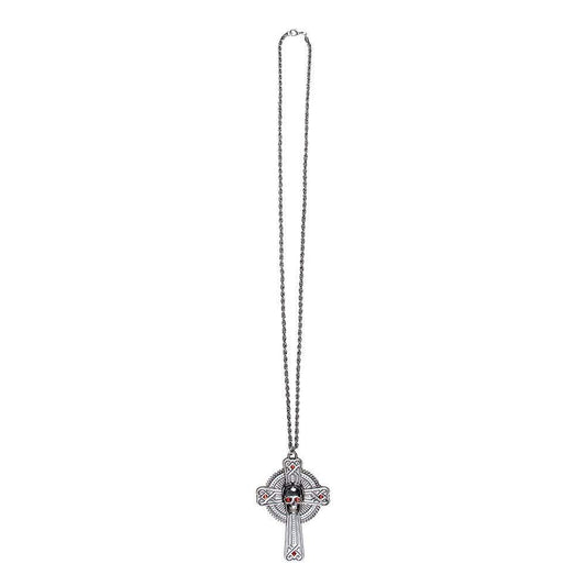 Boland Skull Necklace with Metal Cross Pendant, Grey, One Size