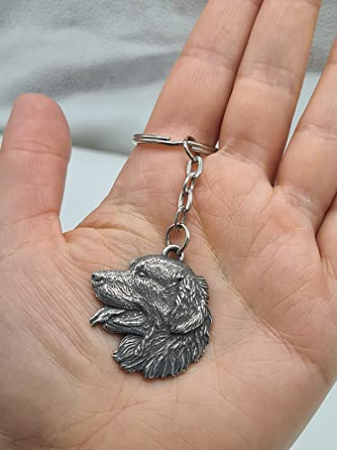 Pewter Golden Retriever Dog Keyring