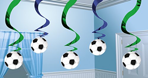 Hanging Swirl Decorations Soccer, Pack of 5