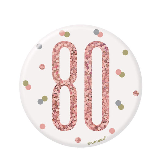 Unique Number Badge | Glittery Rosegold | 1 Pc, Rose Gold, Age 80