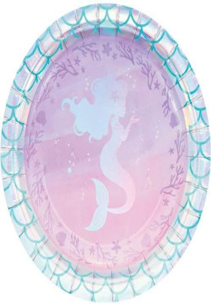 Creative Party Luncheon, Iridescent Mermaid Theme Paper Lunch Plates-8 Pcs