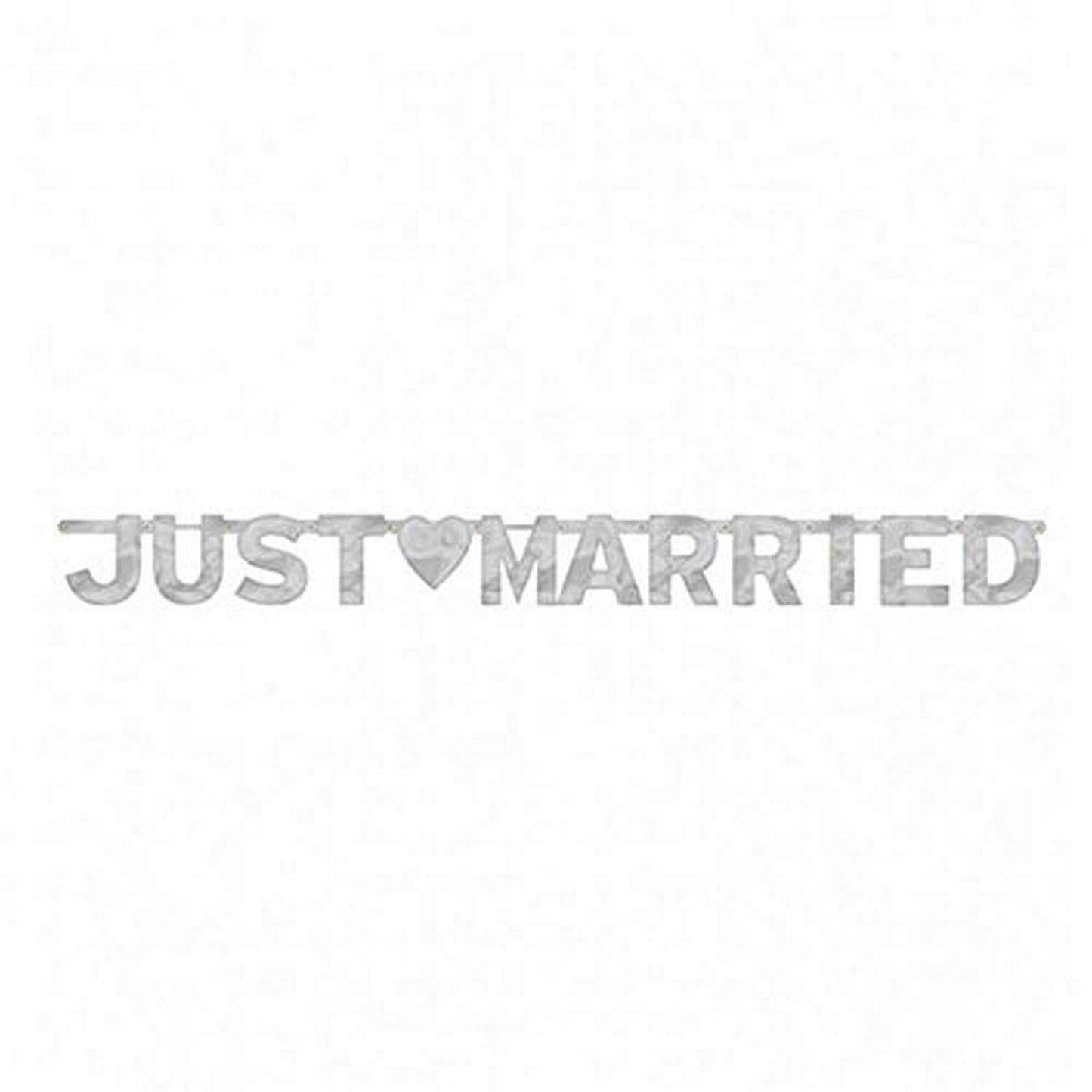 Amscan International Just Married Large Letter Banner, Silver foil