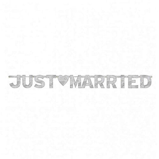 Amscan International Just Married Large Letter Banner, Silver foil