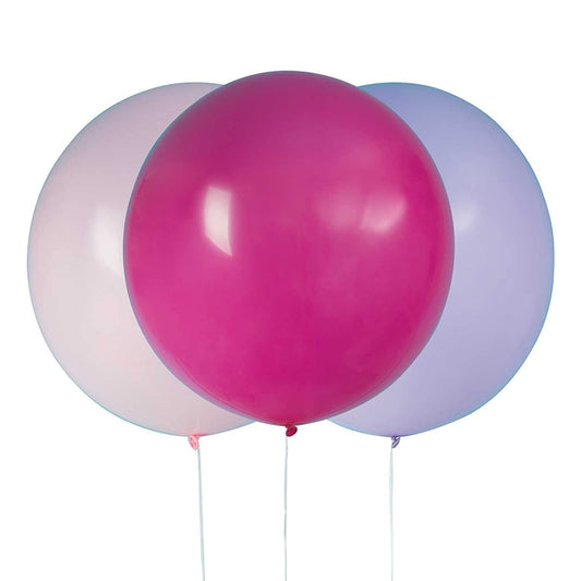 Unique Party - 24" Big Latex Purple, Pink & Hot Pink Balloons, Pack of 3