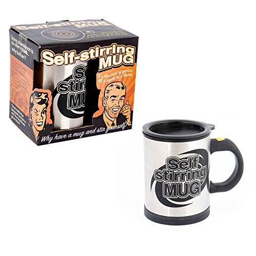 Funtime Self-Stirring Coffee Tea Mug, Stainless Steel, Metallic