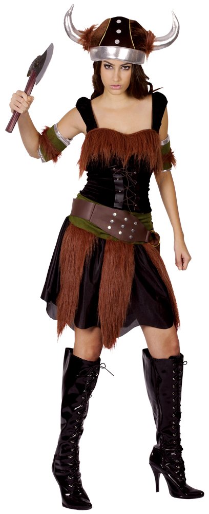 Bristol Novelty AC883 Viking Man Costume set | For Women | Multicolor Lady, Brown, Size 10-14