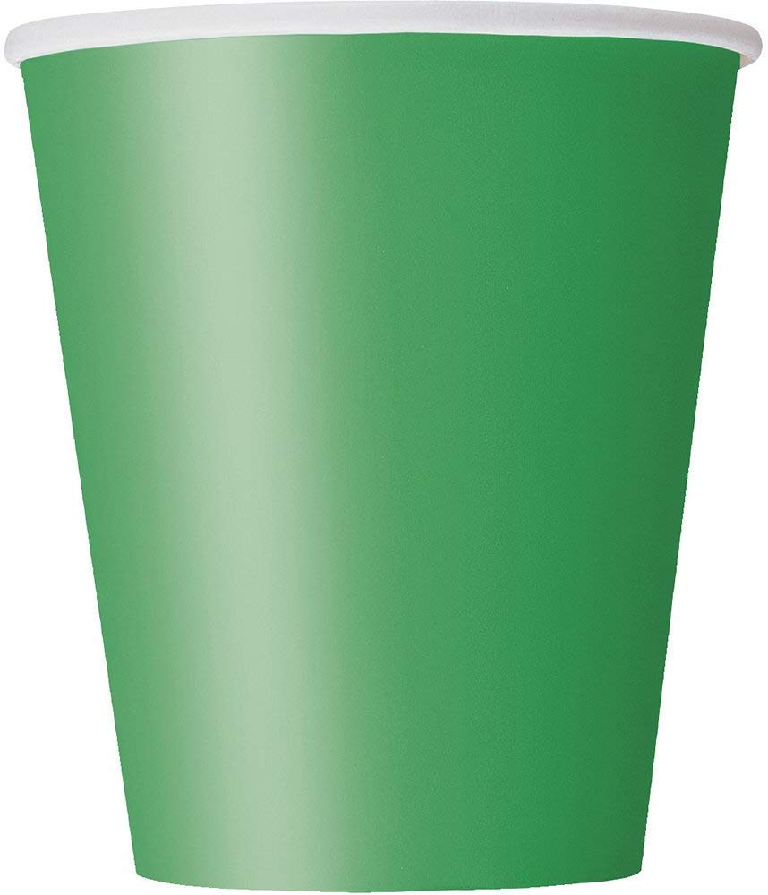 Unique Party - 9oz Emerald Green Paper Cups, Pack of 8
